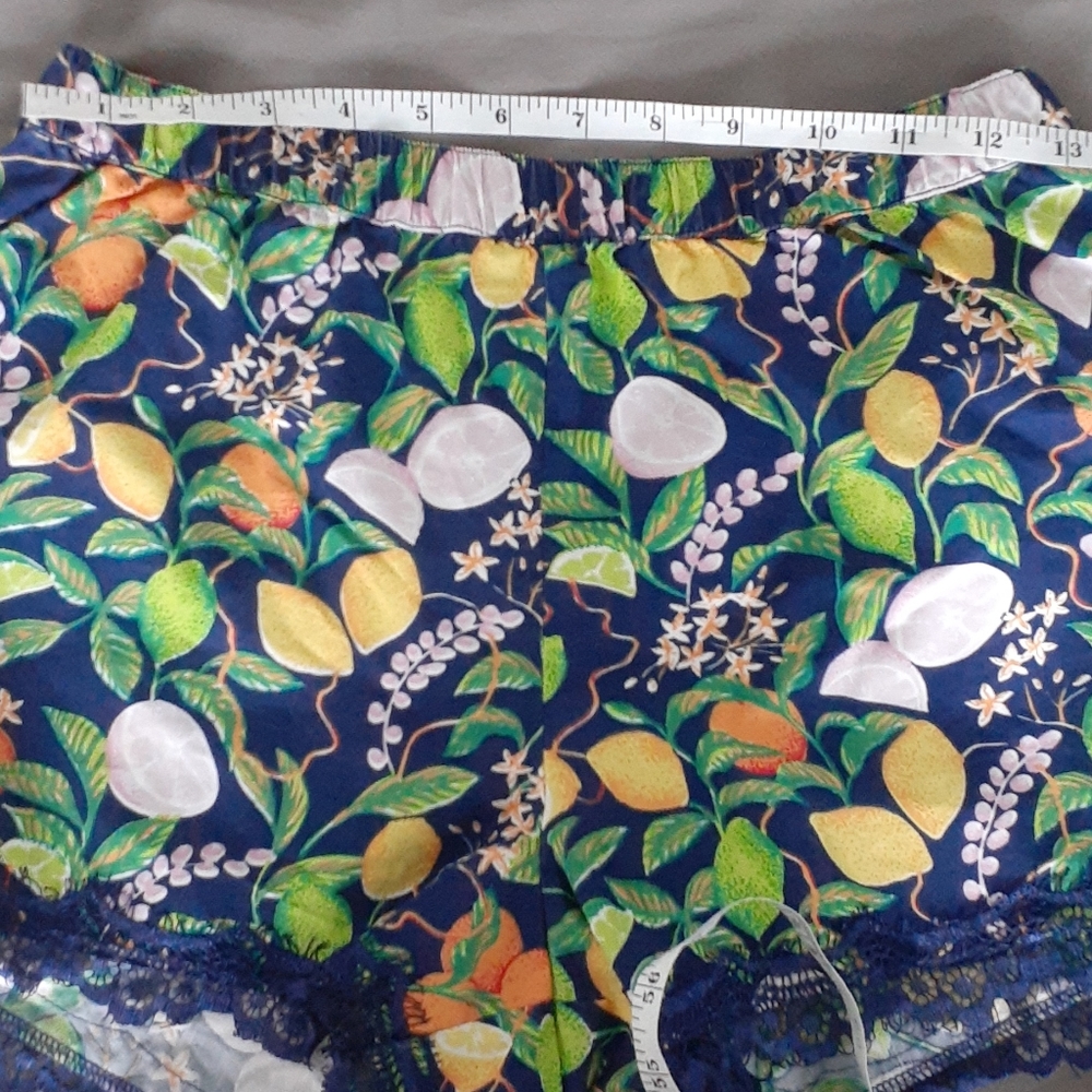 Miiyu Fruits Print Navy 100% Cotton Sleep Boxer Shorts Size Small - Picture 3 of 5